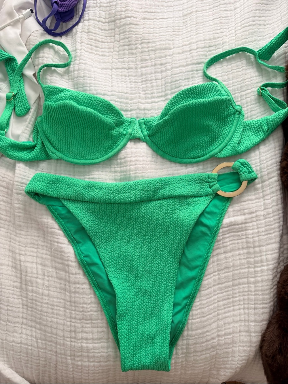 Monday swim Green crinkle Bikini Set - Vibrant Green Two-Piece